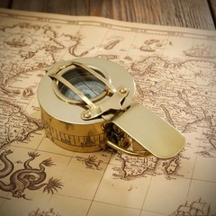 Brass WWII Military Compass, British Prismatic Pocket Compass- HIKING -CAMPING