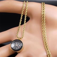 Mini Survival Compass Pendant Necklace Women Men Camping Hiking Pocket