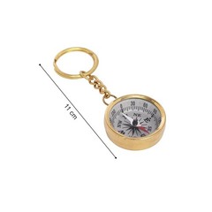 Vintage Brass Compass Keychain, Gold Finish, 11 cm, Travel & Hiking Accessory