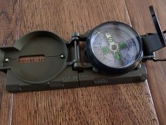 U.S MILITARY STYLE METAL COMPASS LIQUID FILLED SLIDE RULER WITH NYLON OD POUCH