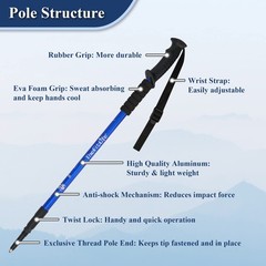 TheFitLife Nordic Walking Mountaineering Anti Shock Hiking Trekking Walking