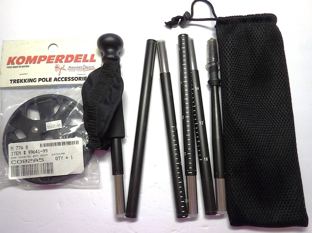 KOMPERDELL TREKKING POLE WINTER BASKETS + FOLDING POLE WITH COMPASS, BAG