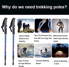 Hiking Trekking Poles, 2 Pack Collapsible, Lightweight, Anti Shock, Walking S…