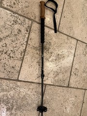 Adjustable Aluminum Trekking Pole Black Cork & Foam Grip Wrist Strap Lever Lock