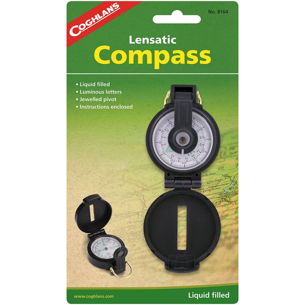 Coghlan’s Lensatic Compass with Case, Liquid Filled, Camping Survival Emergency