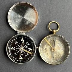 VTG Japan Pocket Compasses Set Of 2 Brass and Metal Working Floating Dial Set