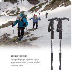 2X Trekking Poles Nordic Walking Hiking Sticks Adjustable Anti-shock Alpenstock