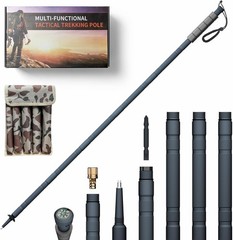 48″ Aluminum Tactical Hiking Stick – 6-Piece with Compass, Screwdriver & Whistle
