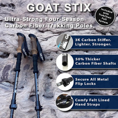 Goat Stix Heavy-Duty Carbon Fiber Trekking Poles, 50 Percent Thicker 1.5 Mm Wall