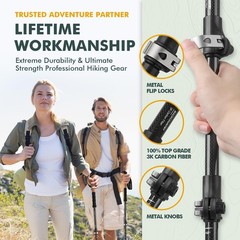 TPC-3K 100% Carbon Fiber Trekking Poles for Hiking – Ultralight Collapsible H…