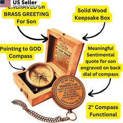 Gift for Son from Mom Dad | Engraved Compass 2″ – 2 inch(3100 lb.), Metallic