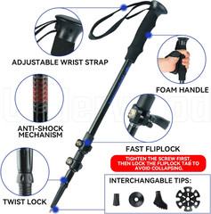 Trekking Poles Collapsible Hiking Poles – 2 Pack Adjustable Aluminum Hiking Stic