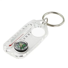 Pocket Survival Compass Multifunction Mini Keychain Camping Compass Thermometer
