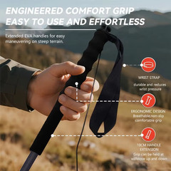Foldable 5Sections UltraLight 110G Hiking Poles Carbon Fiber Sticks Trekking Pol