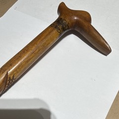 Hand-Carved Wooden folk art cane with bird Head Handle and Decorative Shaft