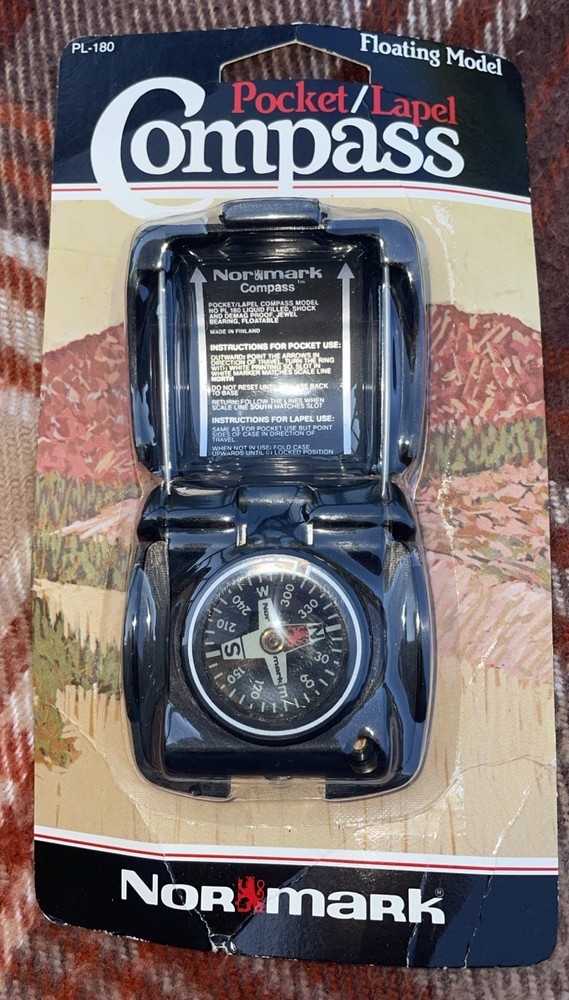 Vintage Normark Pocket Lapel Compass model PL 180 Liquid Filled Made in Finland