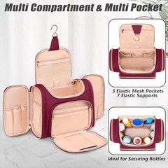 Tealari Large Toiletry Bag for Women Men,Bathroom Bag,Water Resistant Wine Red