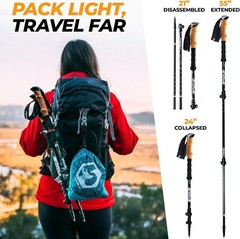 Ultra-Light Carbon Fiber Trekking Poles with Cork Grips – All-Season Accessor…