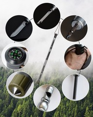 55in Hiking Tactical Stick Walking Staff – Outdoor Multitool Gear Trekking Pole