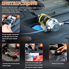 100W Oil Extractor Pump Kit, 1-4L/min High-Flow Oil Change Pump for Engine