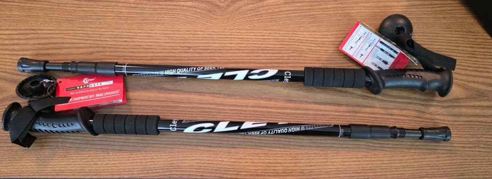 2 Adjustable Anti Shock Walking Hiking Sticks Retractable Trekking