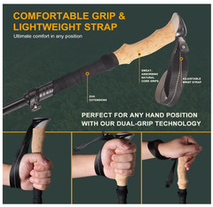 Folding Trekking Poles 2-pc Ultra Compact Hiking Poles for Men & Women New
