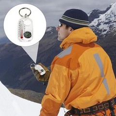 Glow-in-the-Dark Zipper Pull Compass & Thermometer Camping Survival Hanger Ring