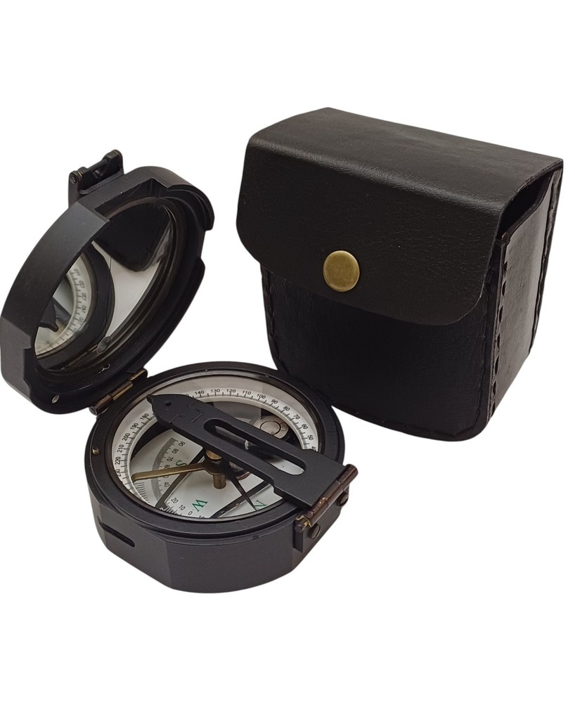 100% Working Brass Brunton Pocket Vintage Compass With Leather Case.