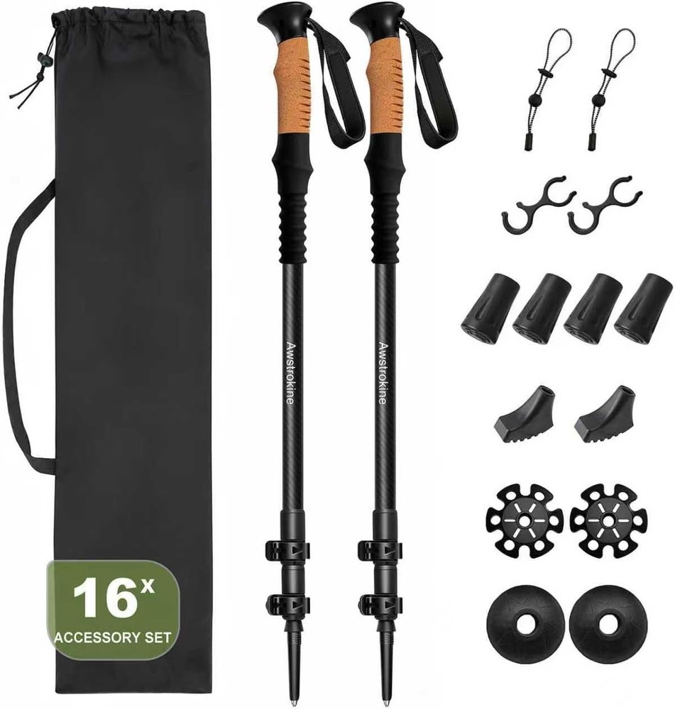 100% Carbon Fiber Hiking Trekking Poles Ultra Strong Carbon Hiking Sticks