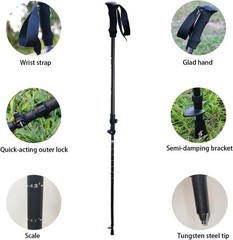 Carbon Fiber Trekking Poles 2 Pcs Ultra Lightweight Telescopic Collapsible