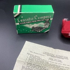 VINTAGE Lensatic Engineer Compass Your Direction Protector Original Box w/ Pouch