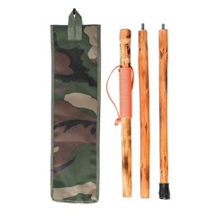 3 Pieces Detachable Fir Wood Walking Stick Wolf Carving with a Compass(Nature…