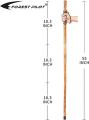 3pc Detachable Fir Wood Walking Stick for Hiking with Compass 55 Inches – with A