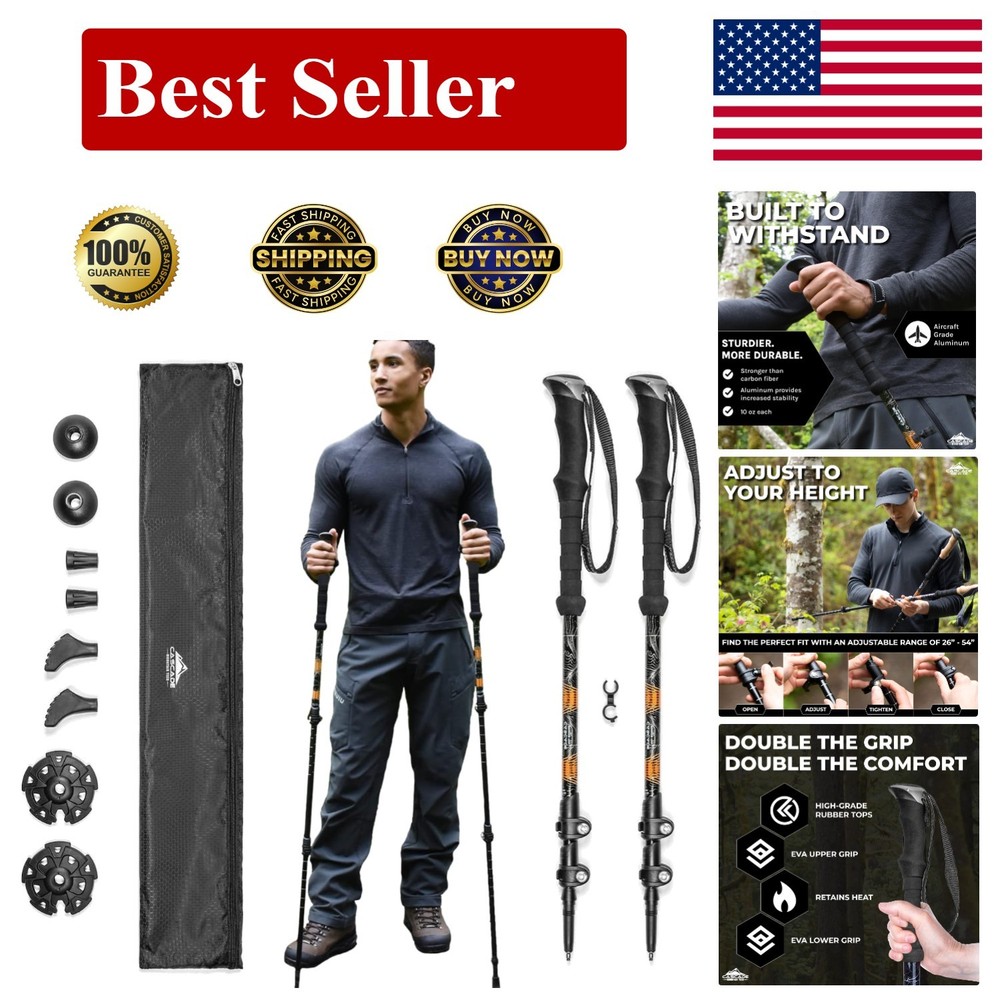 Cascade Mountain Tech Lightweight Aircraft-Grade Aluminum Trekking Poles with Ex