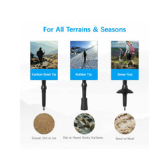 Pair 2 Trekking Walking Hiking Sticks Poles Adjustable Alpenstock anti (Black)