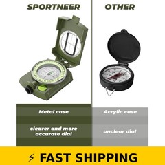 Sportneer Military Lensatic Compass – Waterproof, Shockproof, Army Green