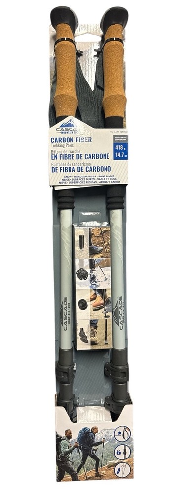 Cascade Mountain Tech Carbon Fiber Trekking Poles 1654502 New ✅