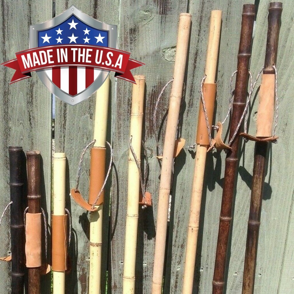 100% Vintage Bamboo Wood Walking Hiking Stick Staff Hike Pole Hand Carved Wooden