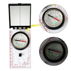 Luminous Mirror Sighting Compass Map Scale Navigation Gear Hiking Camping Trail