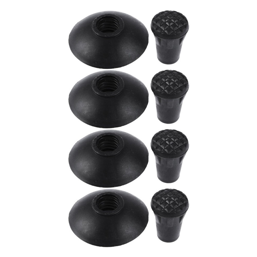 4 Pairs Reusable Hiking Cover Tips for Walking Poles Durable Anti Skid Black