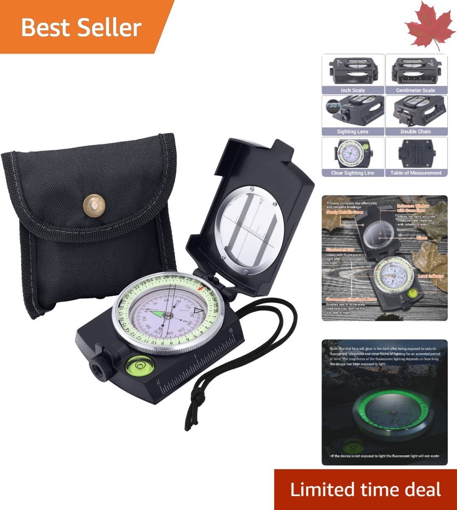 Rugged Military Compass – Accurate Lensatic Sighting – Portable – Waterproof