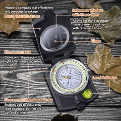 Rugged Military Compass – Accurate Lensatic Sighting – Portable – Waterproof