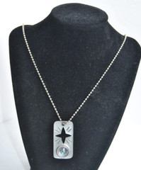 Hiking Camping Dog Tag Navigation Keychain on 15 Inch Chain