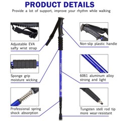 2 Packs Hiking Walking Sticks Trekking Poles Collapsible Lightweight Anti-Shock