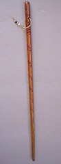 Hand Carved Wood walking stick beaded leather strap 53 – 54 inches