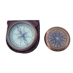 Engraved Antique Brass Poem Compass with Leather Case, Birthday Gift for Kids