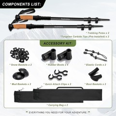 100% Carbon Fiber Hiking Trekking Poles Ultra Strong Carbon Hiking Sticks 2 Pcs