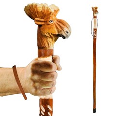 Wood Carved Walking Stick – Lightweight and Strong Wooden Treckking Pole & Ca…
