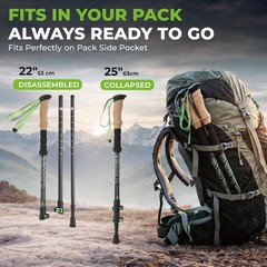TREKOLOGY 3K Carbon Fiber Trekking Poles (210g) & 10pc Accessory Kit (US)