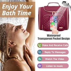 Tealari Large Toiletry Bag for Women Men,Bathroom Bag,Water Resistant Wine Red